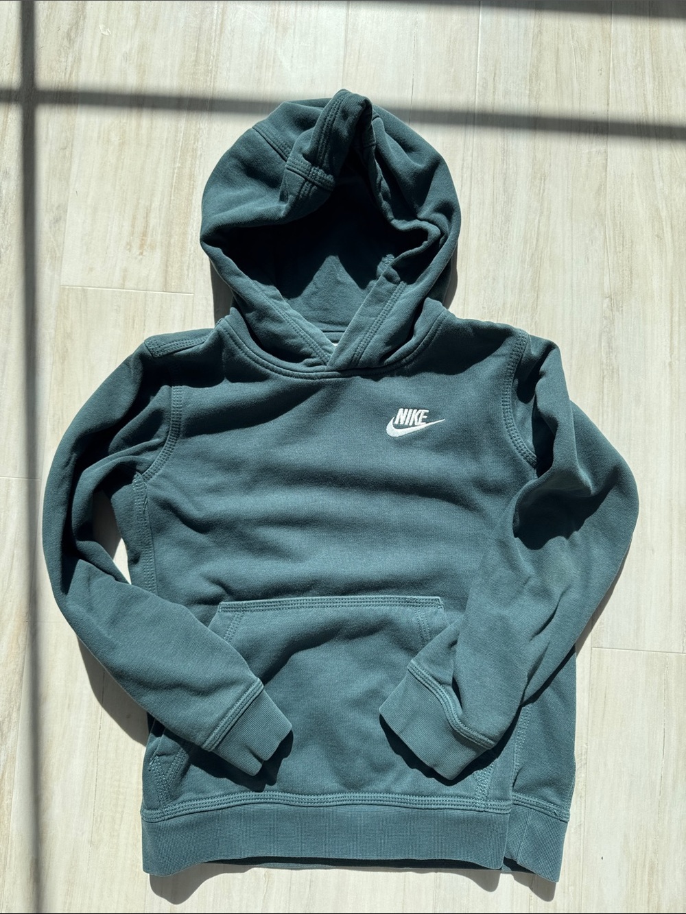 Nike Kids Teal Pullover Hoodie with White Logo